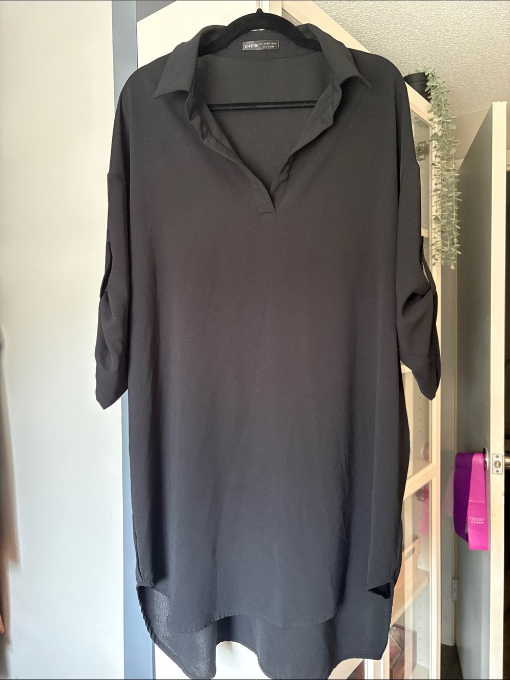 Black Collared Tunic Top - Unbranded